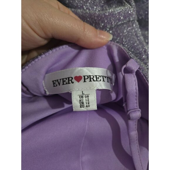 Ever Pretty Lavender Sleeveless Mini Dress Size Large Sparkle Glitter Vneck Hoco - Picture 5 of 13